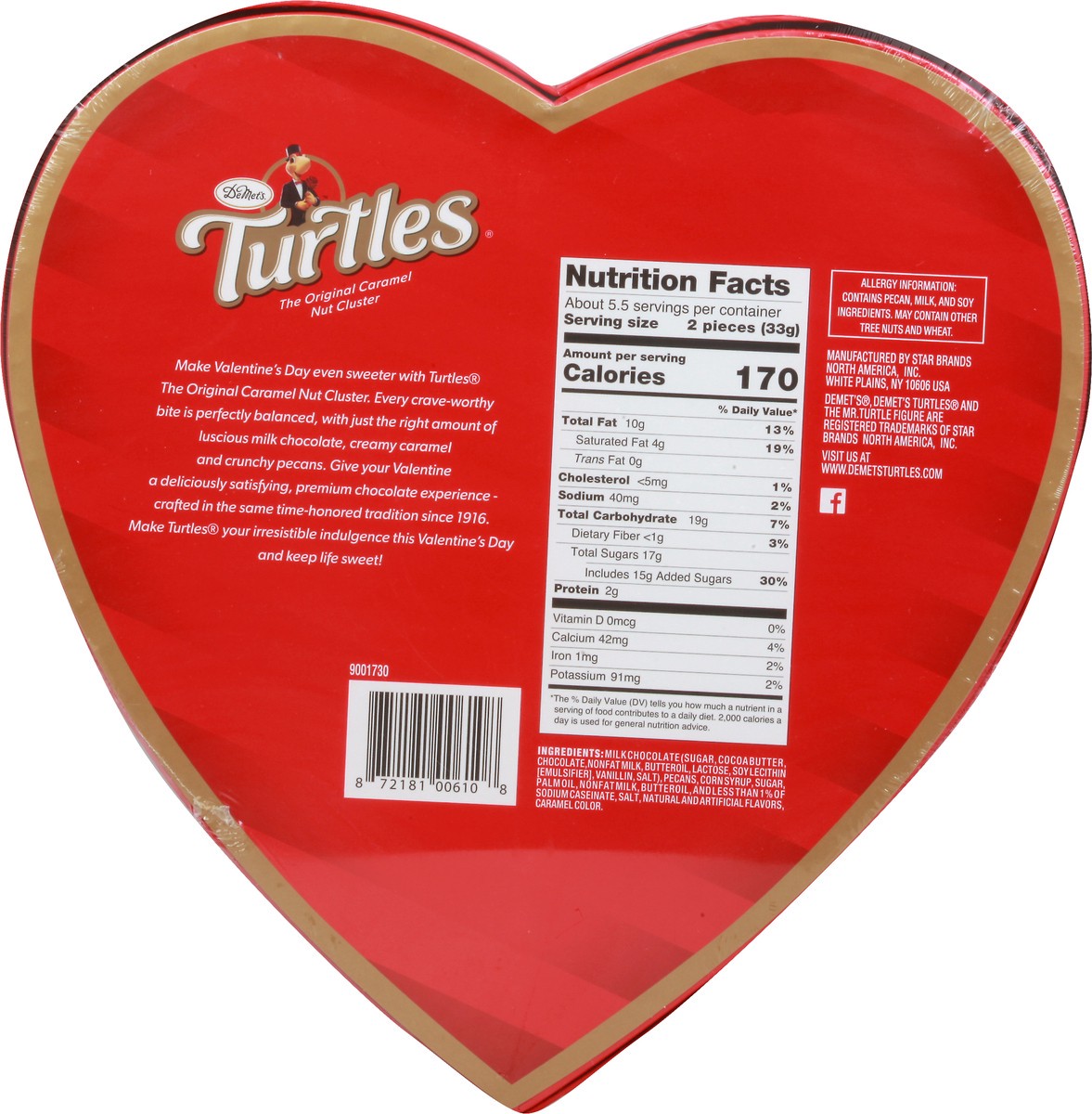 slide 2 of 7, DeMet's Demets Valentine Turtles Milk Choc Heart, 6.5 oz