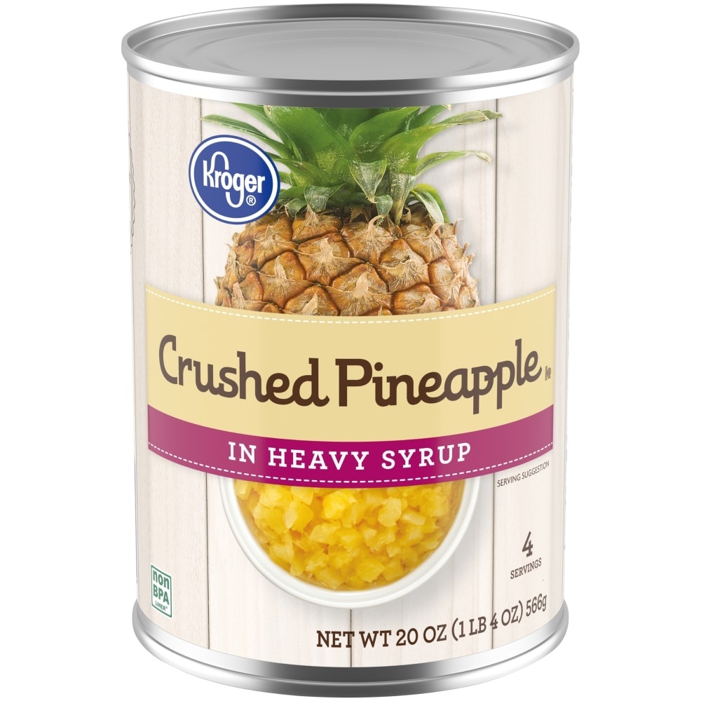 slide 1 of 1, Kroger Crushed Pineapple In Heavy Syrup, 20 oz