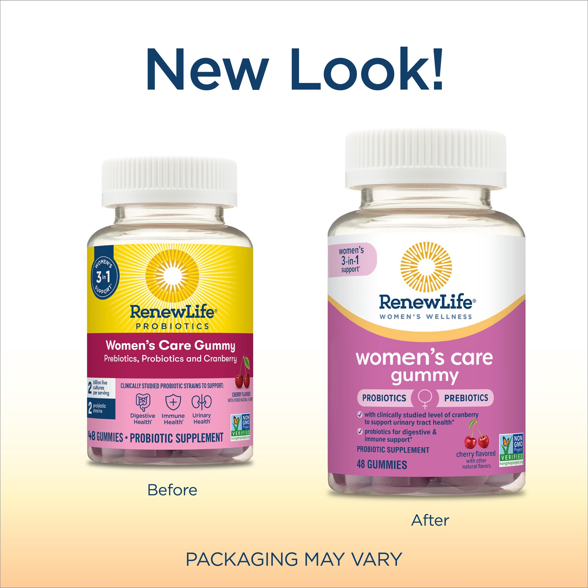 slide 5 of 5, Renew Life Women''s Care Gummy with Prebiotics, Probiotics and Cranberry; Gluten Free, 48 Gummies, 48 ct