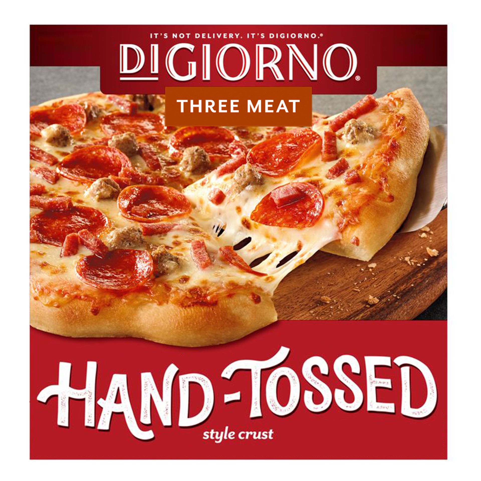 slide 2 of 6, DIGIORNO Three Meat Frozen Pizza on a Hand-Tossed Style Crust, 20.5 oz