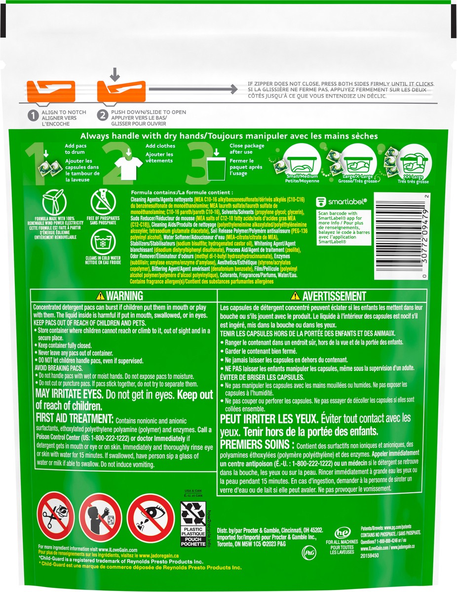 slide 3 of 8, Gain Flings Laundry Detergent Pacs, 31 Count, Moonlight Breeze Scent, with Odor Defense, concentrated laundry soap pacs, 31 ct