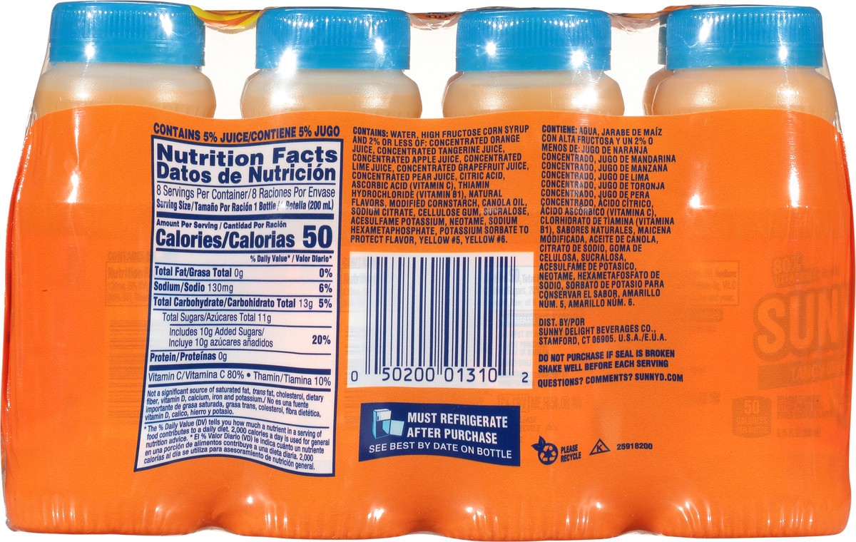 slide 5 of 9, Sunny D Tangy Original Citrus Punch 8-6.75 fl oz Bottles, 8 ct