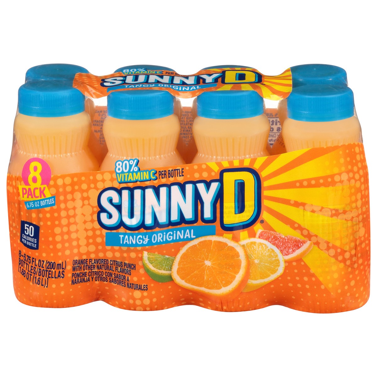 slide 1 of 9, Sunny D Tangy Original Citrus Punch 8-6.75 fl oz Bottles, 8 ct