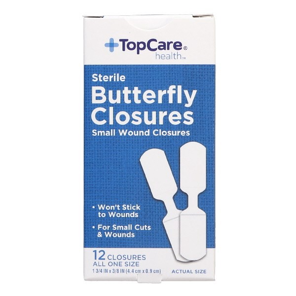 slide 1 of 9, TopCare Health All One Size Sterile Butterfly Closures 12 ea, 12 ct