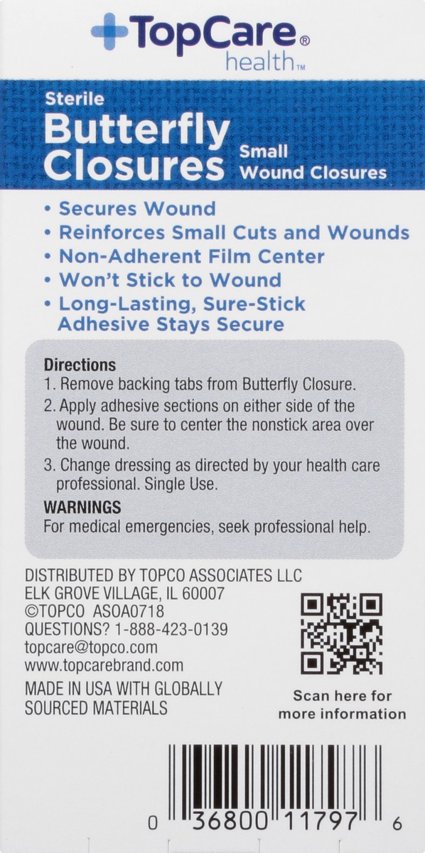 slide 5 of 9, TopCare Health All One Size Sterile Butterfly Closures 12 ea, 12 ct