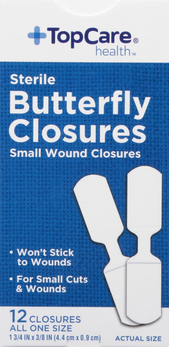 slide 8 of 9, TopCare Health All One Size Sterile Butterfly Closures 12 ea, 12 ct