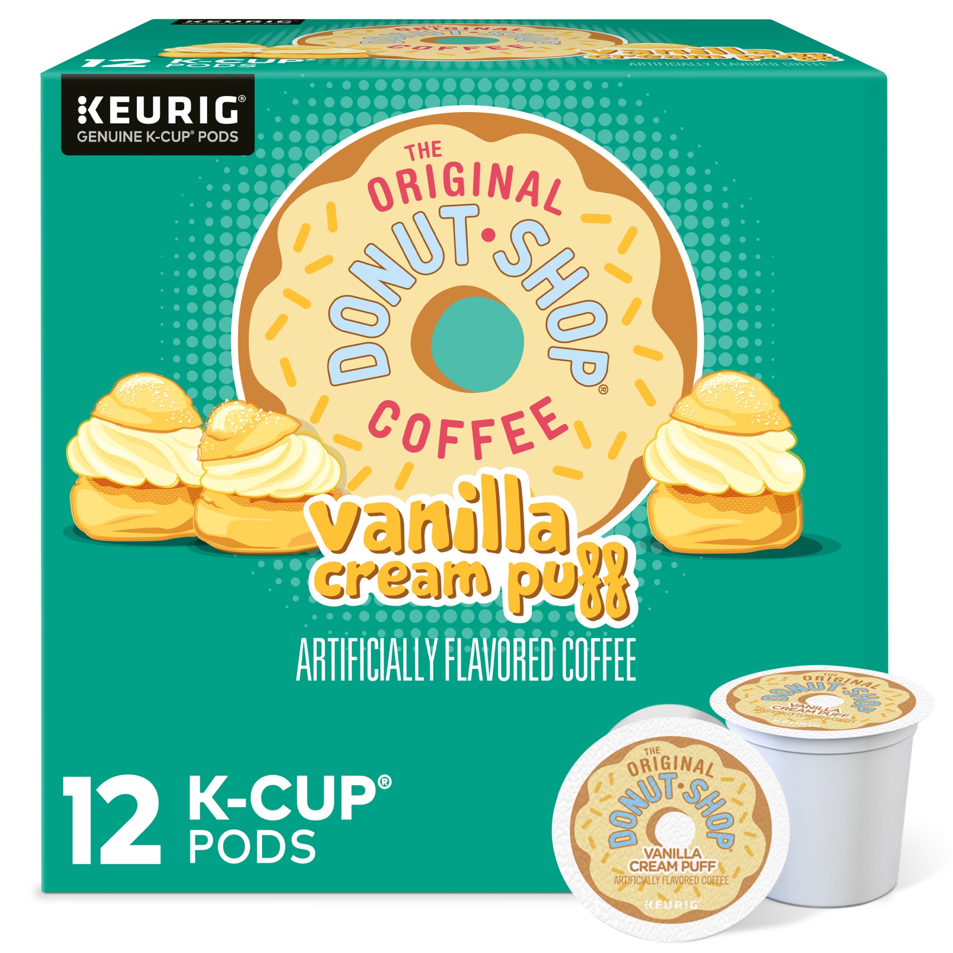 slide 1 of 1, The Original Donut Shop Vanilla Cream Puff Keurig Single-Serve K-Cup Pods, Medium Roast Coffee, 12 Count, 