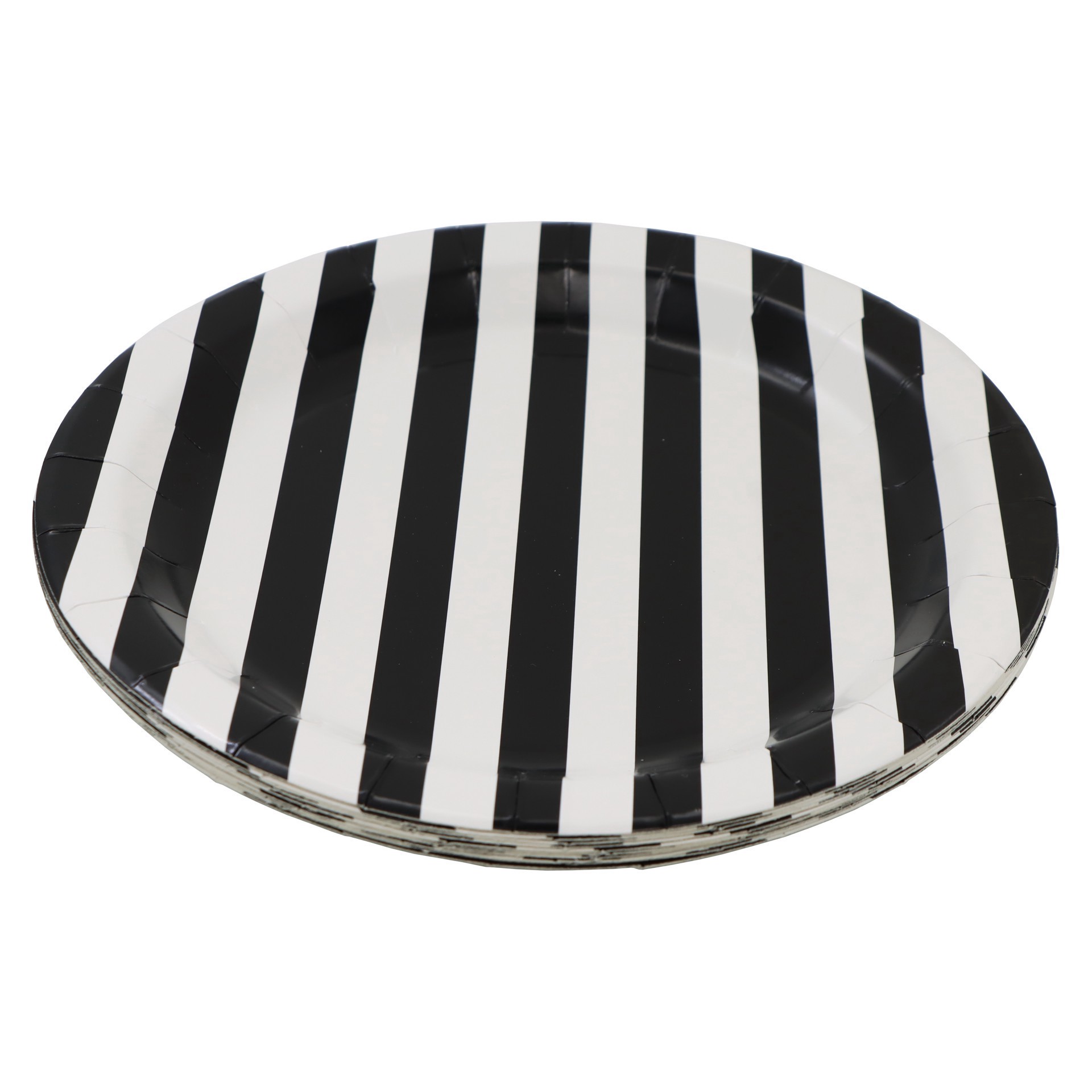 slide 2 of 2, 9" Black & White Stripes Dinner Plates, 10ct. By Celebrate It, 10 ct