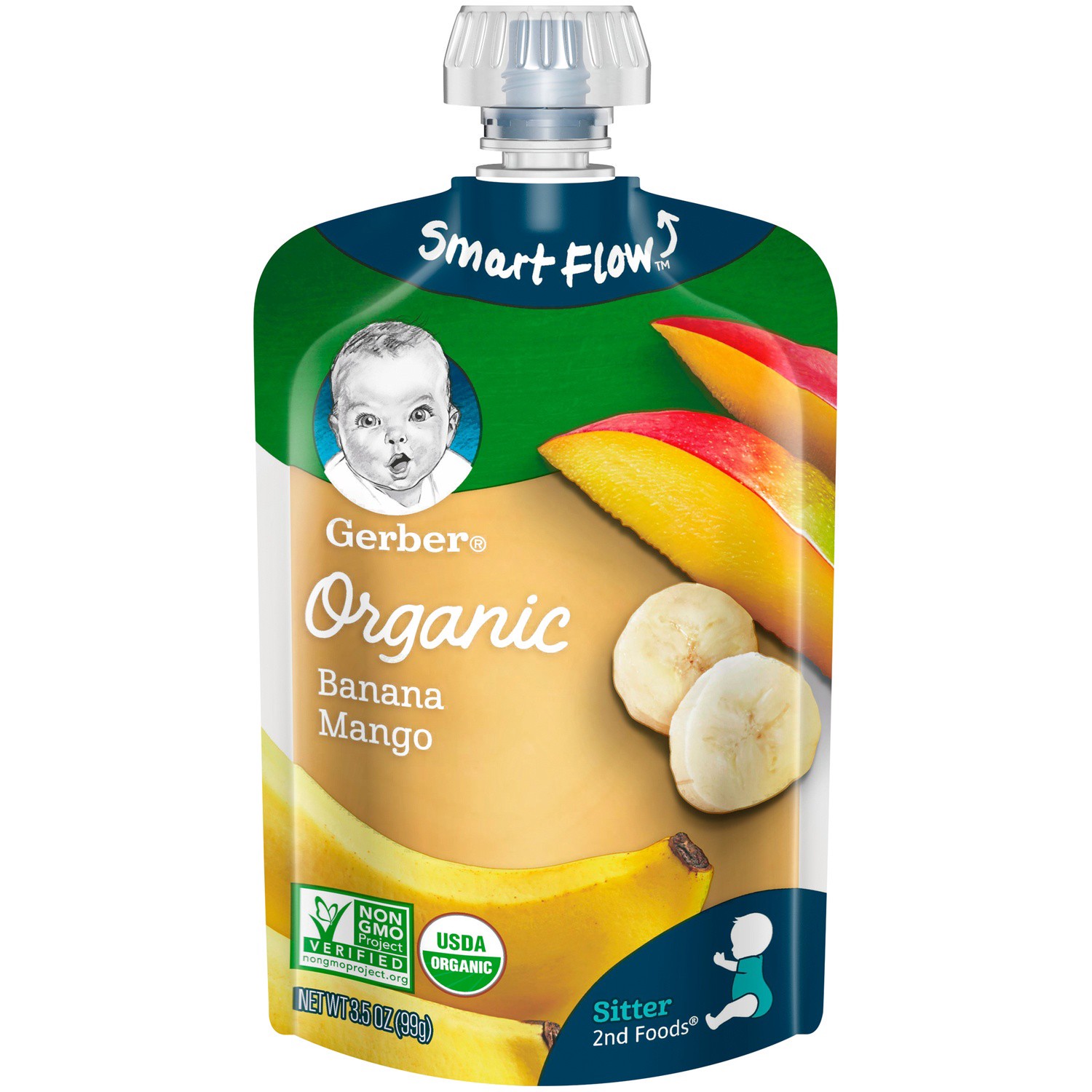 slide 5 of 5, Gerber Organic Stage 2 Baby Food, Banana Mango Puree, 3.5 oz Pouch, 3.5 oz