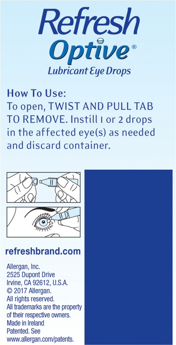 slide 2 of 5, Refresh Optive Lubricant Eye Drops Preservative-Free Tears, 0.01 fl oz (0.4 mL), 30 Single-Use Containers, 0.40 mL