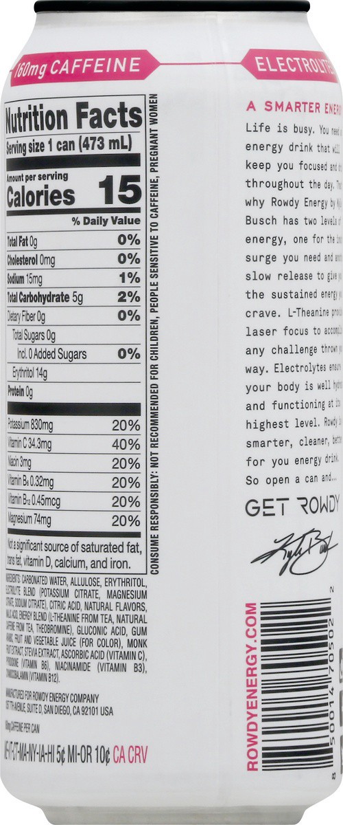 slide 4 of 9, Rowdy Strawberry Lemon Energy, 16 oz