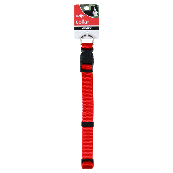 slide 1 of 2, Meijer Dog Collar, Adjustable, Red, Medium, MED