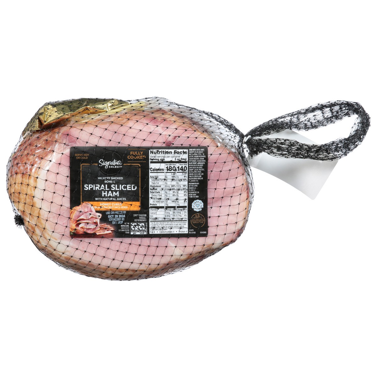 slide 4 of 4, Signature SELECT Ham Honey Cured Natural Juice Spiral - Weight Between 8-10 Lb, per lb
