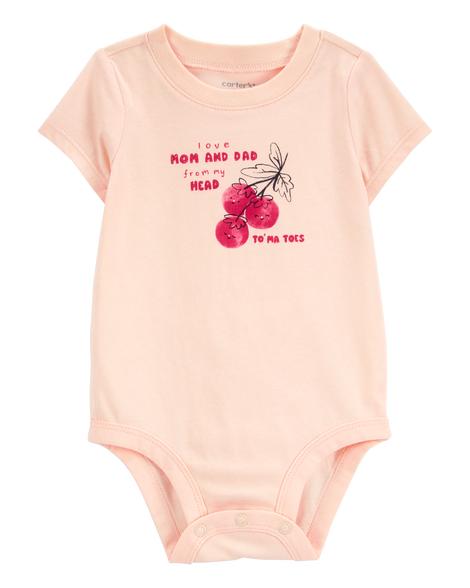 slide 1 of 2, Carters Baby Mom And Dad Tomatoes Short-Sleeve Bodysuit Pink 3M, 1 ct