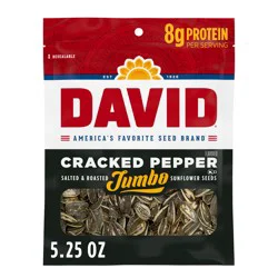 DAVID Roasted and Salted Jumbo Sunflower Seeds, Cracked Pepper Flavor, 5.25oz.