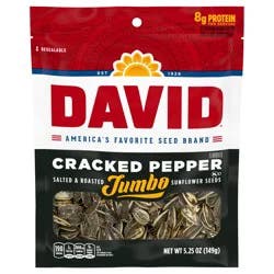 DAVID Roasted and Salted Jumbo Sunflower Seeds, Cracked Pepper Flavor, 5.25oz.