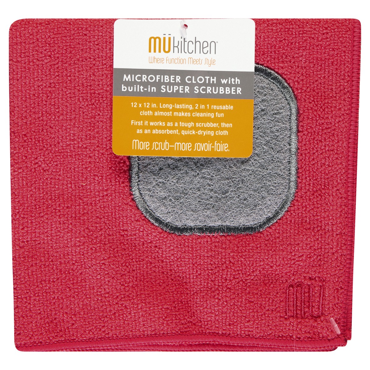slide 1 of 9, Mü Mu Kitchen Crimson Microfiber Dish Cloth, 1 ct