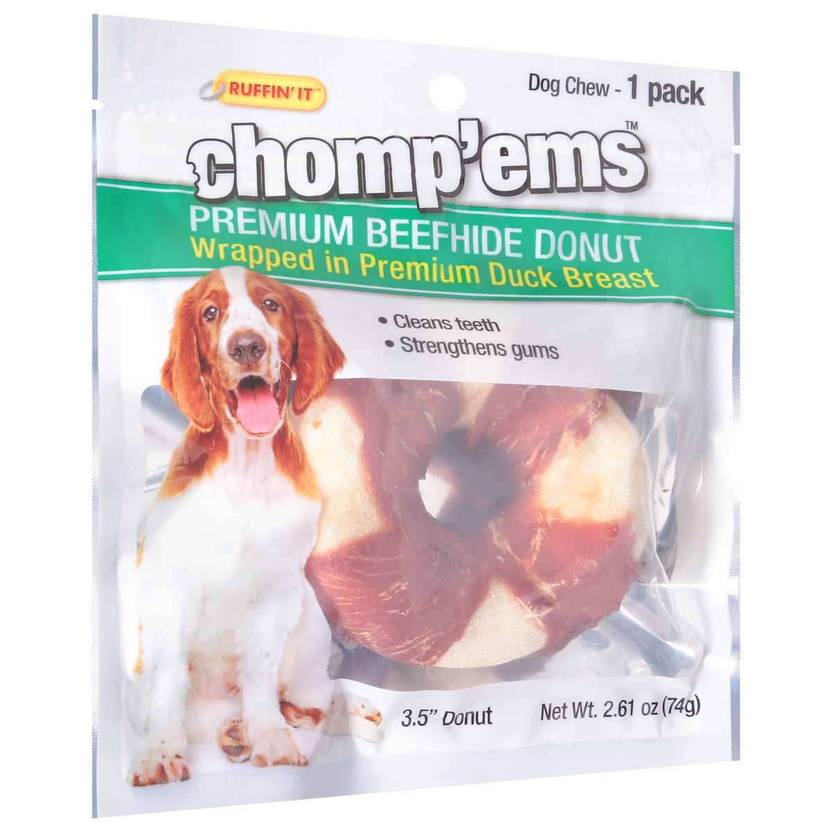slide 4 of 9, Chomp'ems Premium Beefhide Donut Dog Chew 3.5 Inch 1 ea, 2.61 oz