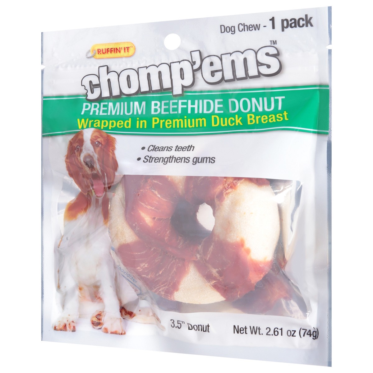 slide 5 of 9, Chomp'ems Premium Beefhide Donut Dog Chew 3.5 Inch 1 ea, 2.61 oz