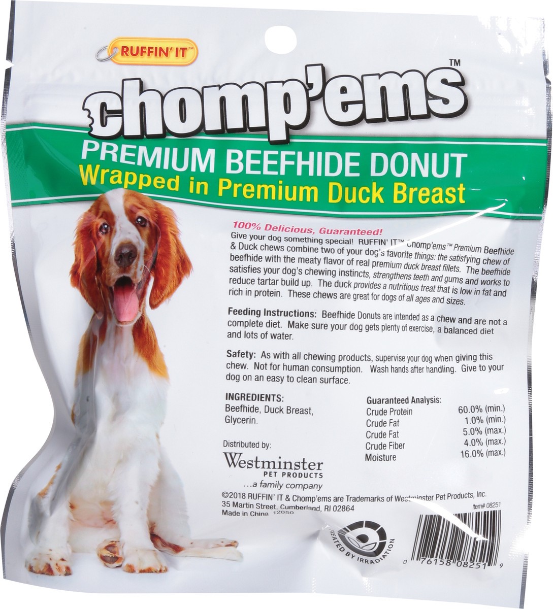 slide 2 of 9, Chomp'ems Premium Beefhide Donut Dog Chew 3.5 Inch 1 ea, 2.61 oz