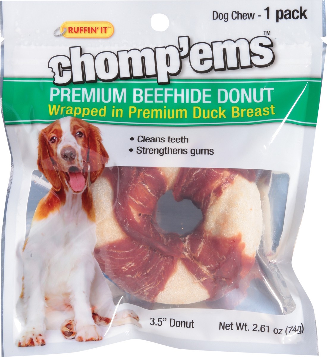 slide 6 of 9, Chomp'ems Premium Beefhide Donut Dog Chew 3.5 Inch 1 ea, 2.61 oz