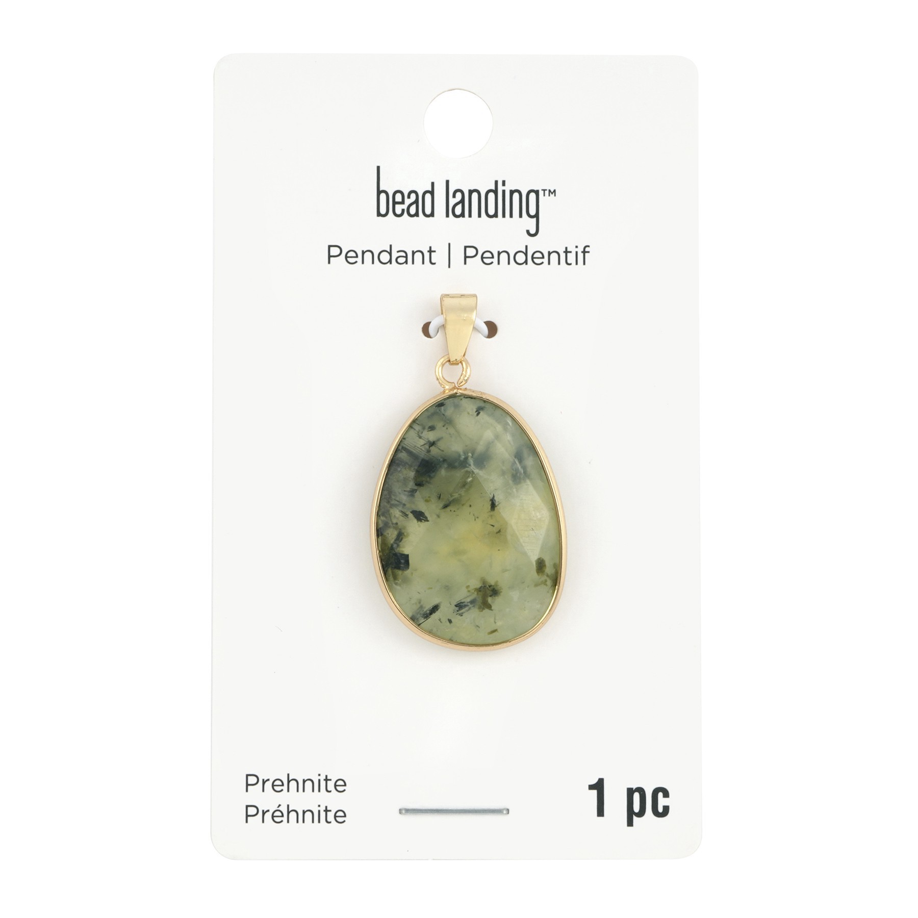 slide 2 of 3, Prehnite Faceted Teardrop Pendant By Bead Landing, 30mm x 22mm