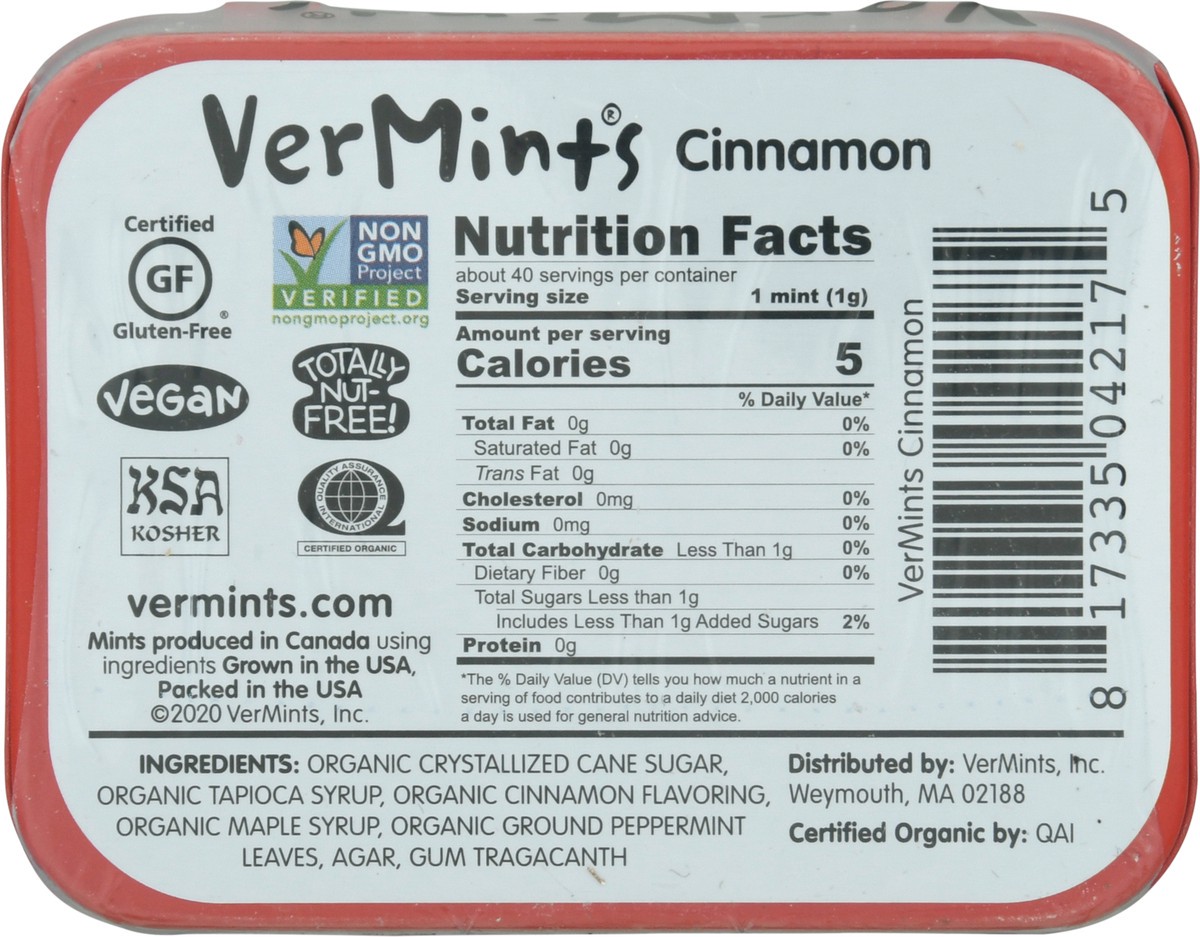 slide 4 of 9, VerMints Organic Cinnamon Mints 1.41 oz, 1.41 oz