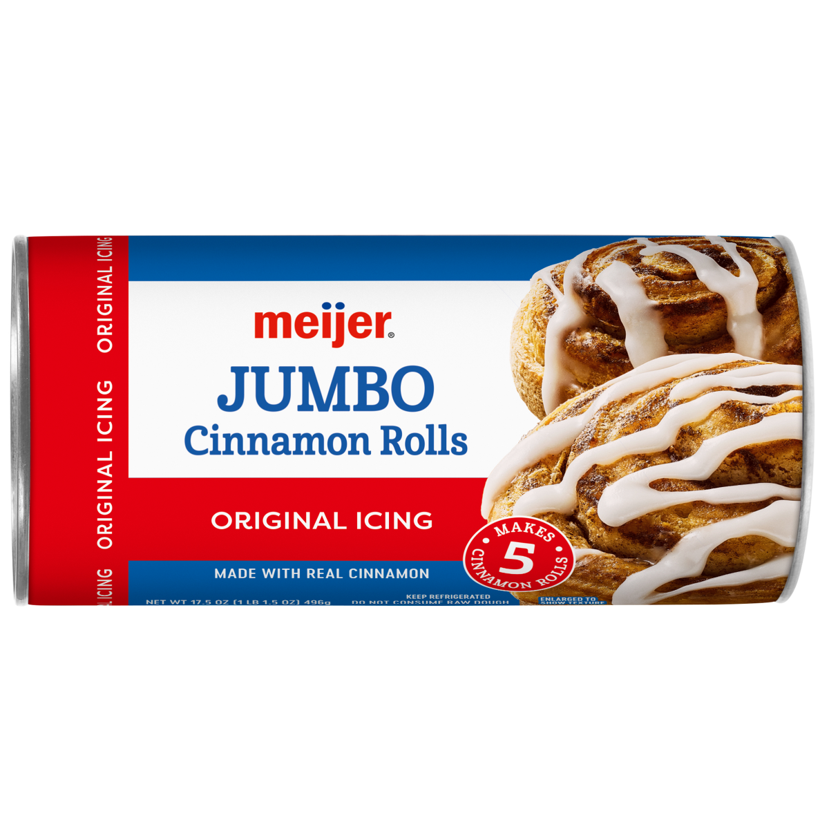 slide 1 of 17, Meijer Jumbo Cinnamon Rolls with Original Icing, 17.5 oz