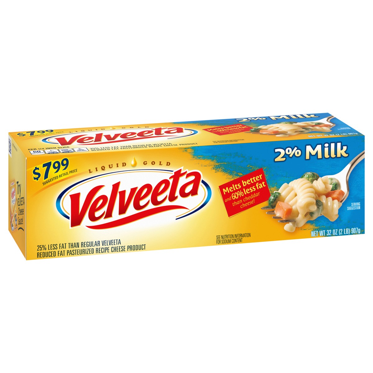 slide 5 of 9, Velveeta 2% Milk Reduced Fat Cheese with 25% Less Fat, 32 oz Block, 32 oz