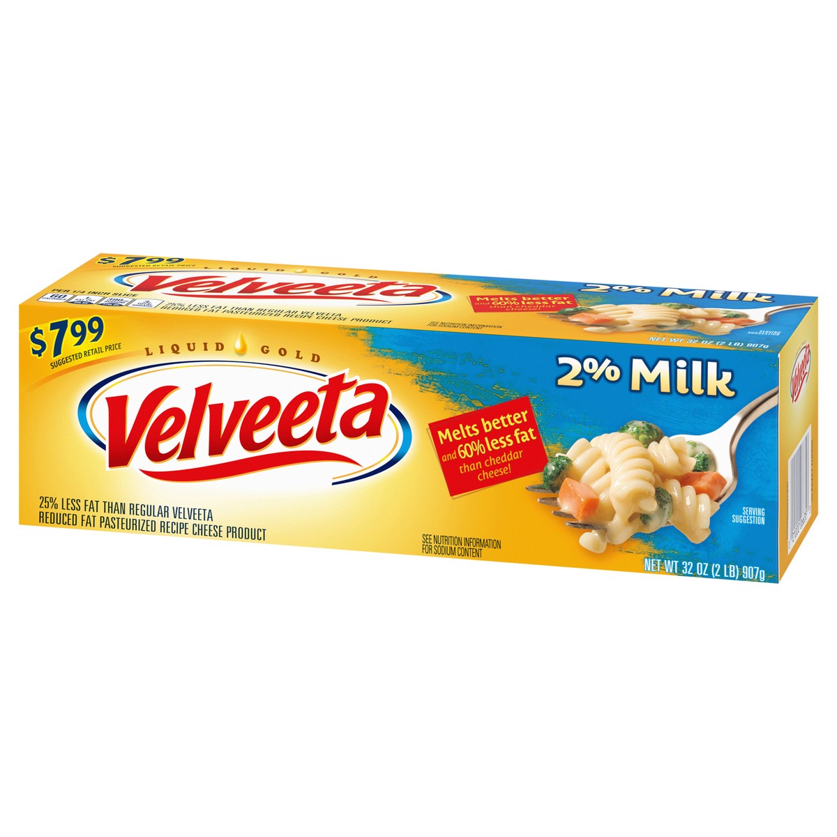 slide 3 of 9, Velveeta 2% Milk Reduced Fat Cheese with 25% Less Fat, 32 oz Block, 32 oz