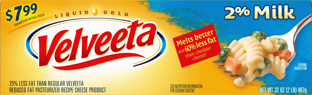 slide 4 of 9, Velveeta 2% Milk Reduced Fat Cheese with 25% Less Fat, 32 oz Block, 32 oz