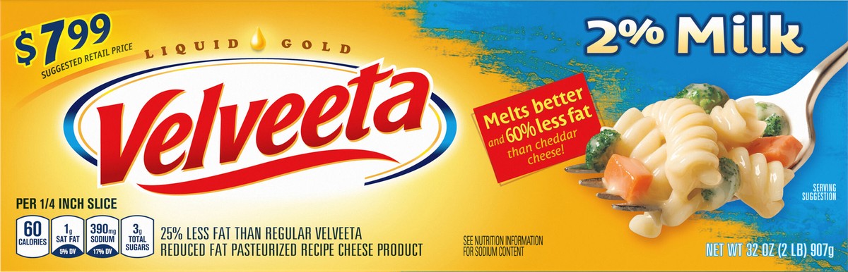 slide 7 of 9, Velveeta 2% Milk Reduced Fat Cheese with 25% Less Fat, 32 oz Block, 32 oz