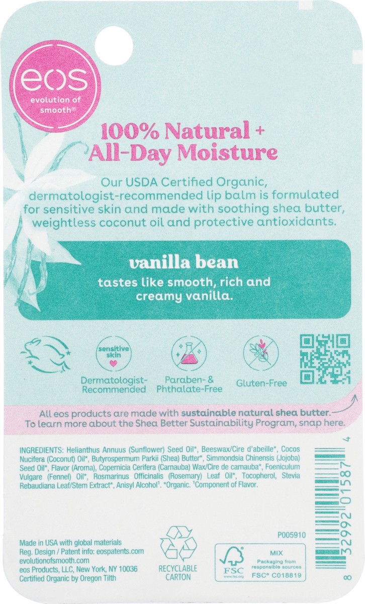 slide 12 of 12, eos Organic Vanilla Bean Lip Balm 0.14 oz, 0.14 oz