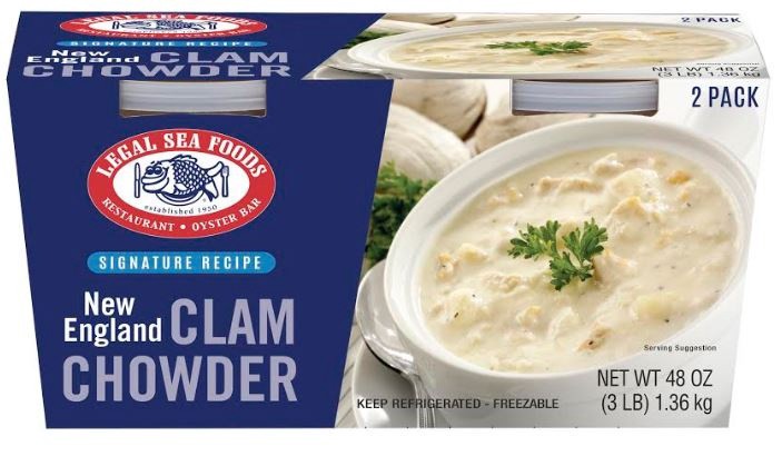 slide 1 of 8, Legal Seafood Clam Chowder, 