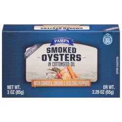 Pampa Gourmet Smoked Oysters in Cottonseed Oil 3 oz