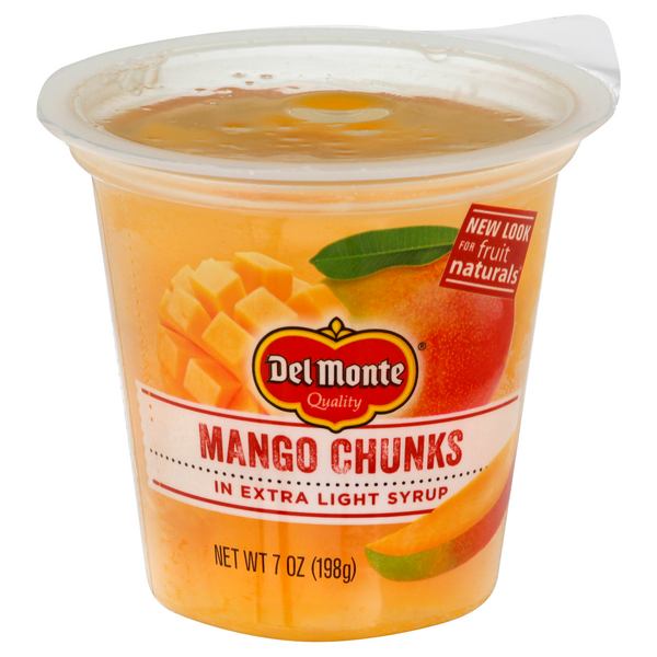 slide 1 of 1, Del Monte Fruit Naturals Mango Chunks in Extra Light Syrup, 7 oz