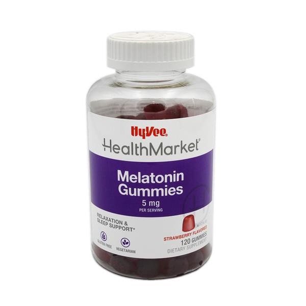 slide 1 of 1, Hy-Vee Healthmarket Melatonin Gummy 5Mg Strawberry Flavored, 120 ct
