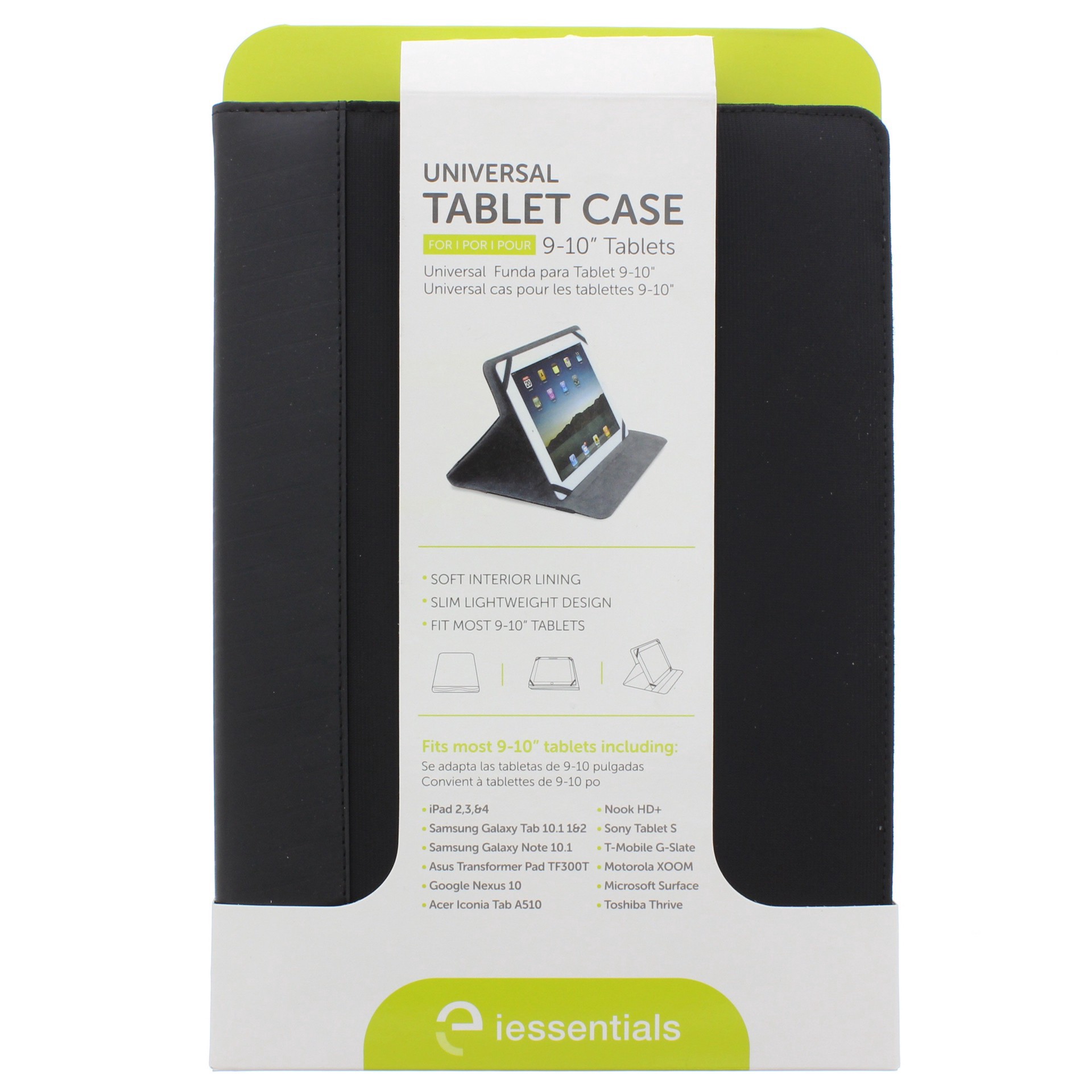 slide 1 of 1, iEssentials Universal Black Folio 9 to 10 Inch Tablet Case, 1 ct