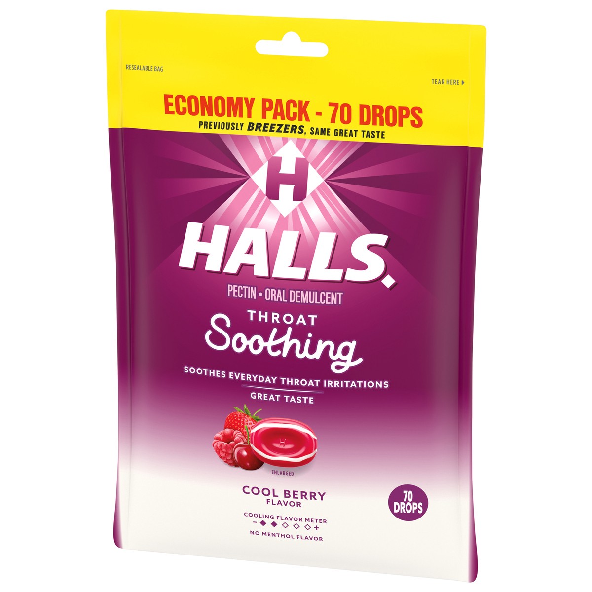 slide 4 of 9, Halls Throat Soothing Cool Berry Flavor Drops Economy Pack 70 ea, 70 ct