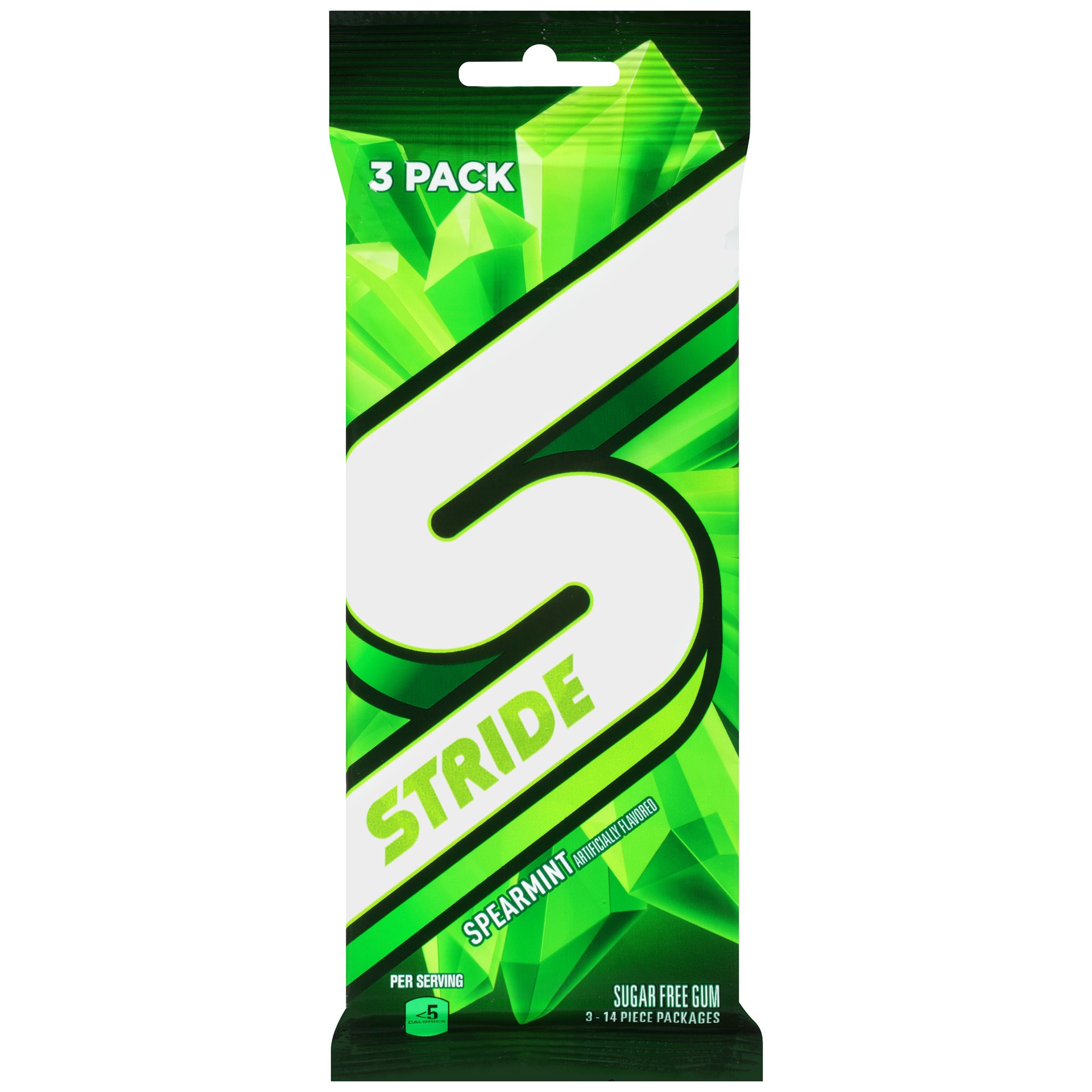 slide 1 of 5, Stride Spearmint Sugar Free Gum, 3 pack, 0.22 lb