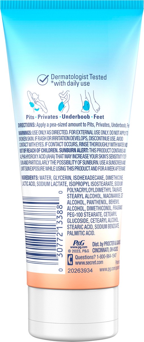 slide 5 of 8, Secret Whole Body Aluminum Free Deodorant Invisible Cream Peach & Vanilla 3.0oz, 3 oz