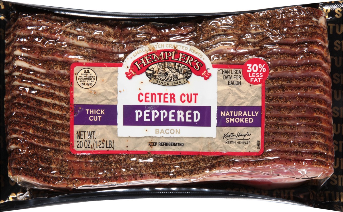 slide 5 of 12, Hempler's Thick Cut Center Cut Peppered Bacon 20 oz, 20 oz