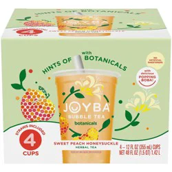 Joyba Botanicals Sweet Peach Honeysuckle Bubble Tea 4-12 Fl. Oz., Plastic Cup