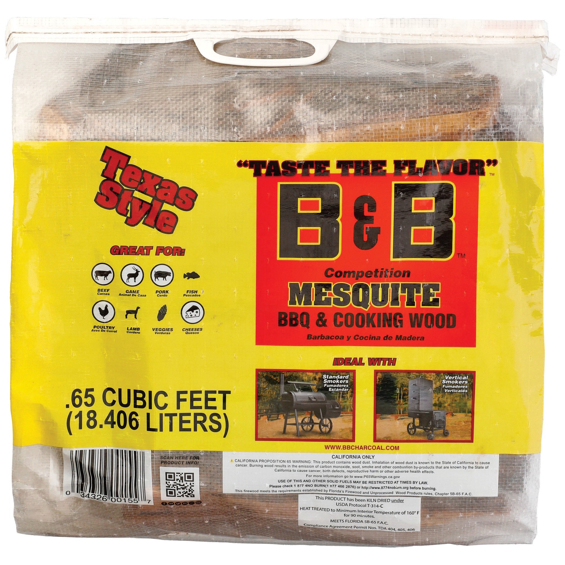 slide 1 of 1, B & B Charcoal Mesquite Kiln Dried Cooking Grillwood, 18.4 L
