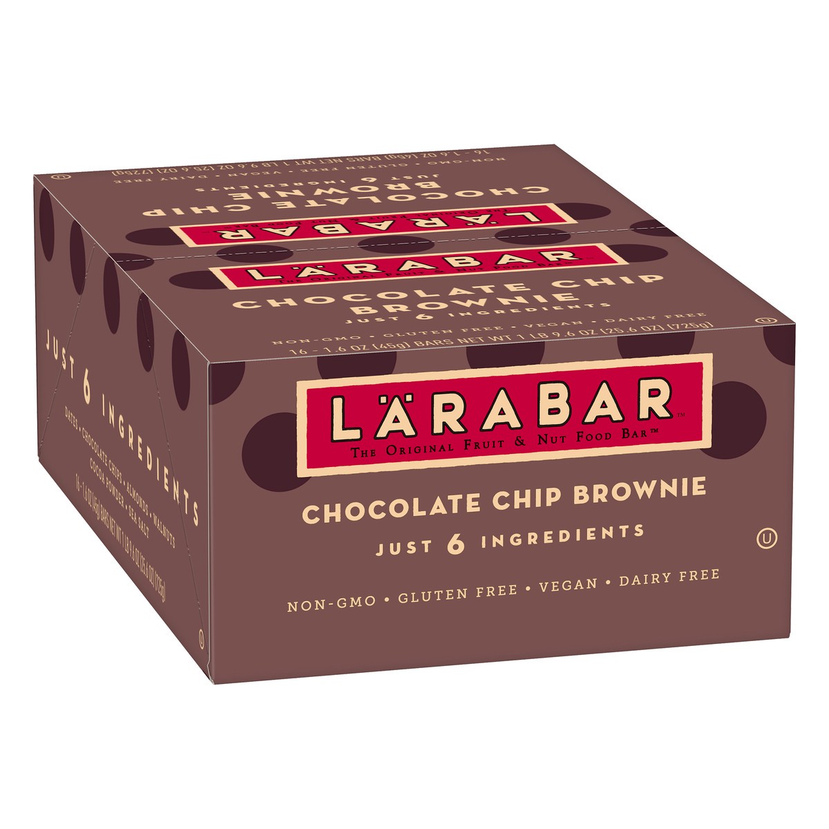 slide 6 of 9, LÄRABAR Chocolate Chip Brownie, Gluten Free Vegan Fruit & Nut Bar, 16 Ct, 16 ct; 1.6 oz