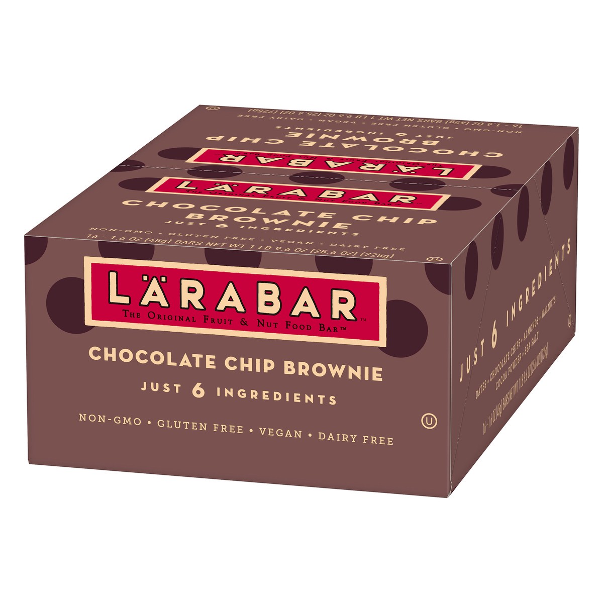 slide 7 of 9, LÄRABAR Chocolate Chip Brownie, Gluten Free Vegan Fruit & Nut Bar, 16 Ct, 16 ct; 1.6 oz