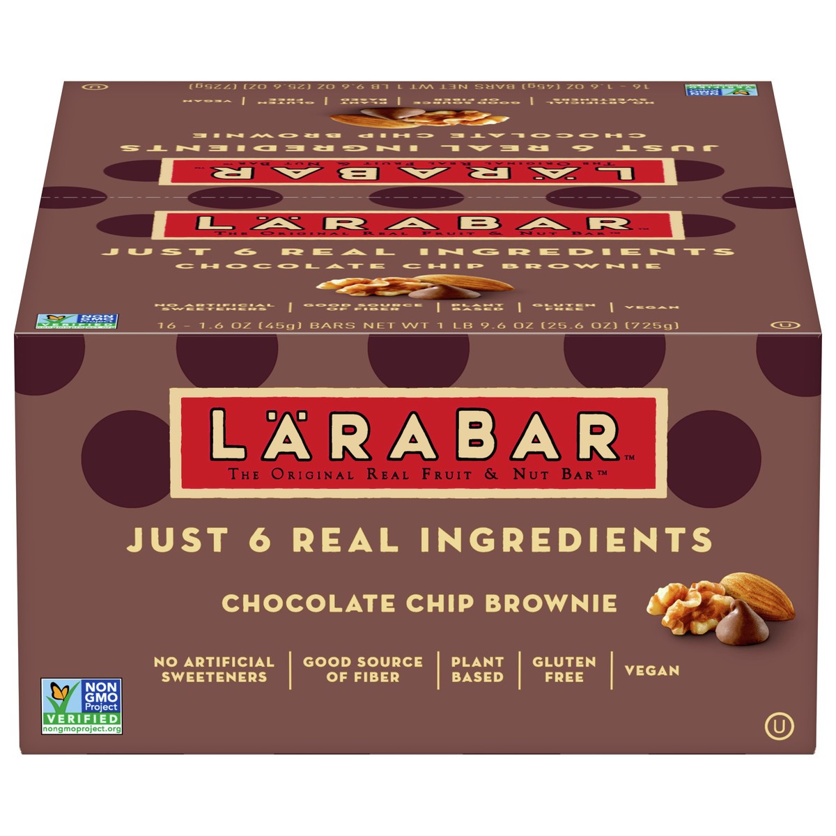 slide 1 of 9, LÄRABAR Chocolate Chip Brownie, Gluten Free Vegan Fruit & Nut Bar, 16 Ct, 16 ct; 1.6 oz