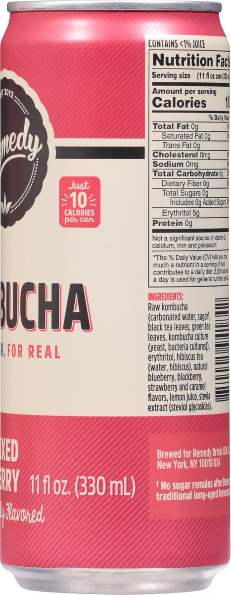 slide 11 of 12, Remedy Organic No Sugar Mixed Berry Kombucha 11 fl oz, 11 fl oz