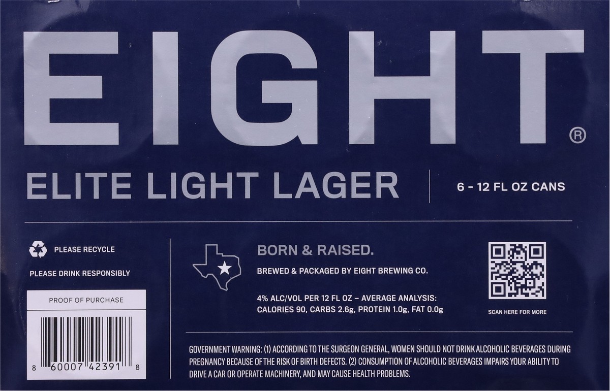 slide 4 of 11, Eight Elite Light Lager Beer 6 - 12 fl oz Cans, 6 ct