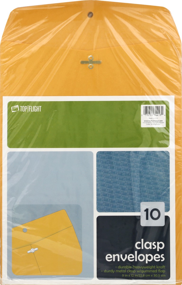 slide 3 of 9, Top Flight Clasp Envelopes 10 ea, 10 ct